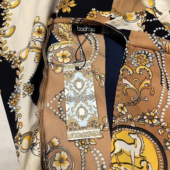 BooHoo Womens Dress Size 20 Multicolor Floral Plunge Neckline Kimono Sleeves - Picture 6 of 14